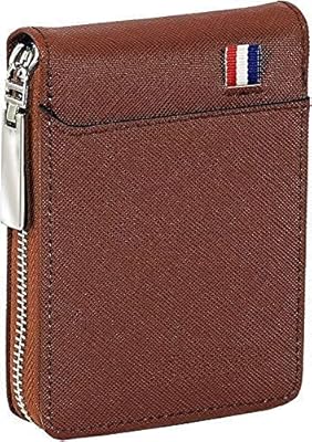Porte-monnaie en cuir importé à 9 emplacements avec fermeture éclair pour hommes