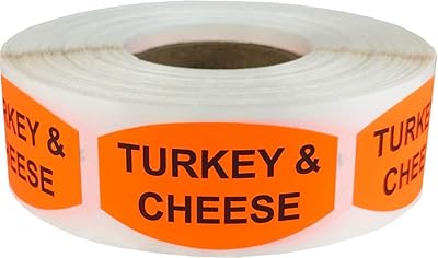 Étiquettes alimentaires d'épicerie dinde et fromage, 0,75 x 1,375 pouces, ovales, 500 étiquettes