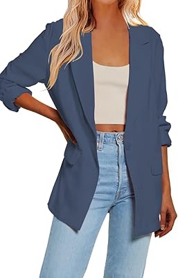 Blazer décontracté surdimensionné ouvert sur le devant pour femme, manches longues, veste