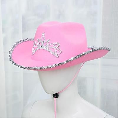 Chapeau de cowboy rose à la mode pour femmes, chapeau de cow-girl