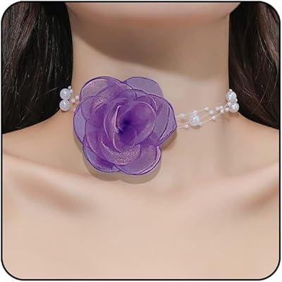 Collier ras du cou vintage en forme de fleur de rose pour femmes