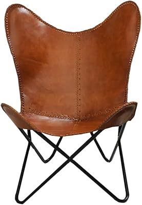 Fauteuil papillon jackson en cuir marron antique | fauteuil papillon en cuir véritable