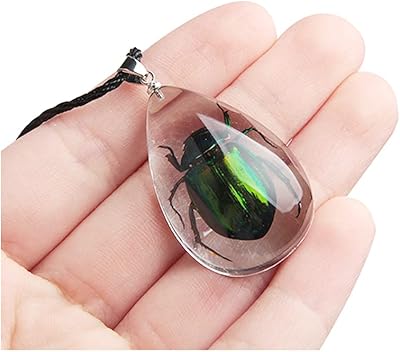 Collier pendentif scarabée égyptien en argent tibétain execo, taille en résine 18 pouces