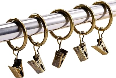 40 anneaux de rideaux avec clips, anneaux de rideaux en métal argenté antirouille