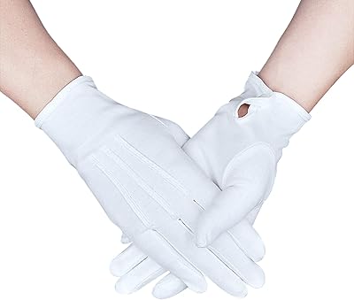 Gants de défilé en coton blanc pour uniformes de smoking avec fermeture à boutons-pression, gants d'examen en argent pour bijoux et pièces de monnaie, blancs, taille unique. Faites-vous plaisir sans culpabiliser avec Diaytar