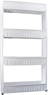 Étagère de rangement à 4 niveaux avec roulettes pivotantes design fin organisateur
