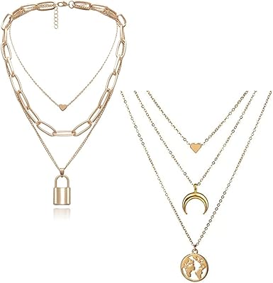 Ensemble de bijoux modernes yubella de deux colliers pour femmes et filles, couleur