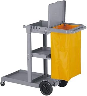 Chariot de ménage robuste avec couvercle et grandes roues, chariot de nettoyage d'hôtel