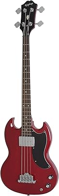 Guitare basse électrique epiphone eb-0, finition rouge cerise, corps et manche en acajou