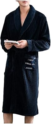 Robe de douche pour hommes, longue, douce et chaude, pour hôtel, spa, peignoir