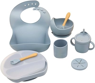 Ensemble de sevrage pour bébé en silicone mamou bear - fournitures de dîner