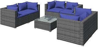 Ensemble de salon de jardin vedaxl 7 pièces avec coussins, mobilier d'extérieur