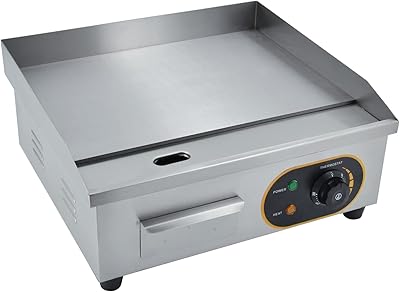 Gril électrique, gril électrique commercial à dessus plat de 45 cm, gril teppanyaki