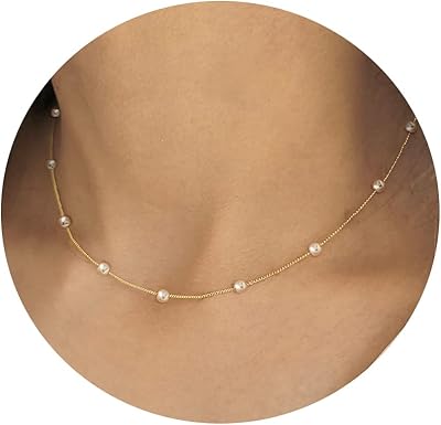 Collier de perles dorées pour femmes, collier de perles d'eau douce plaqué or