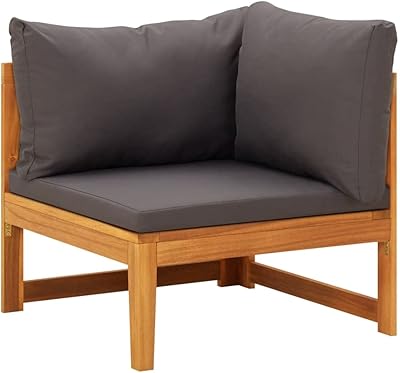 Canapé d'angle fidaxl en bois d'acacia avec coussins gris foncé pour patio extérieur