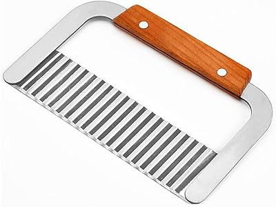Coupe-légumes bouclé bonetti, couteau hachoir ondulé en acier inoxydable, manche en bois