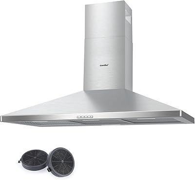 Hotte cheminée confortable 90 cm classe a plus avec lumière led, système