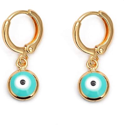 Boucles d'oreilles créoles en or wicked eye huggie élégantes boucles pendantes bleues