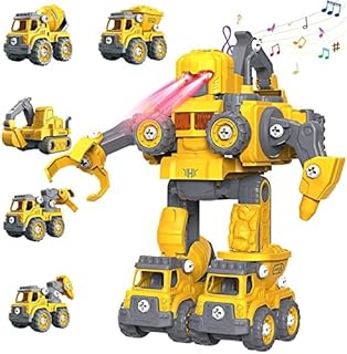 Ensemble de jouets robot de transformation, véhicule de construction détachable 5 en 1