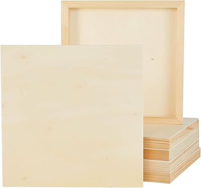 Tableaux de toile en bois bruts pour peinture (10" x 10", 6 pièces)