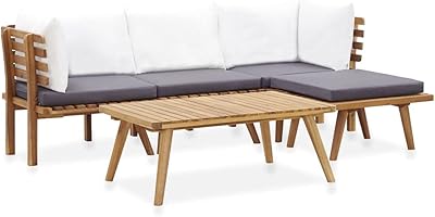 Vedexcel ensemble de 5 pièces en bois d'acacia massif, meubles de jardin, patio