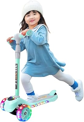 Trottinette pliable flash à 3 roues pour garçons et filles avec roues réglables