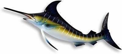 Peinture décorative murale marlin à rayures bleues peinte à la main 8 pouces