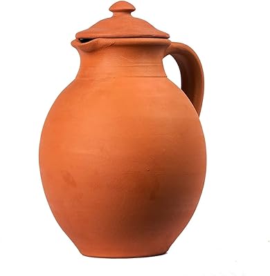 Pichet à eau en terre cuite décor village (3l) (3000ml)