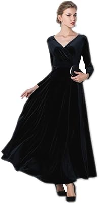 Robe longue à manches longues et col en v medeshe pour femme