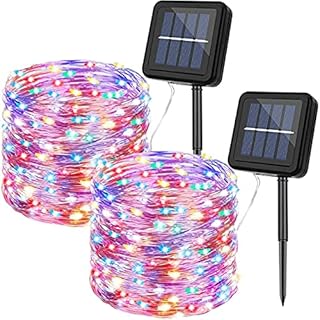 Lumières de noël à énergie solaire étanches de 33 pieds, 100 led