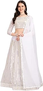 Gerogit lehenga choli blanc semi-cousu pour femme, blanc, taille unique, blanc, taille unique. Diaytar Sénégal : Innovation, diversité et accessibilité