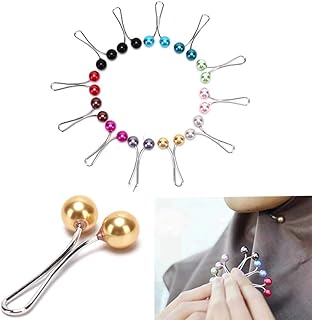 12 pièces delfino musulman hijab pince broches simulé perle en acier inoxydable