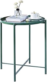 Table basse d'appoint en métal noir design rond étanche avec surface mate table