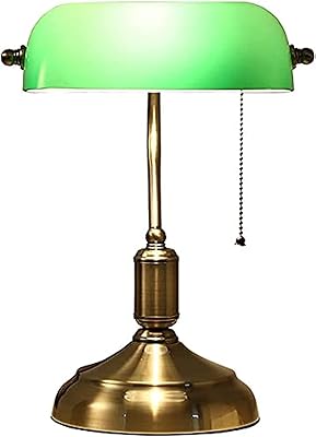 Lampe de bureau de banquier traditionnelle en bronze antique goodrun, vert