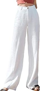 Pantalon en coton et lin de couleur unie pour femmes, mode, taille haute, jambes larges, tempérament, pantalon droit décontracté et confortable. Des milliers de références à découvrir sur Diaytar Sénégal