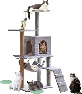 Maison pour chat en forme d'arbre pour petits chats avec griffoirs et hamac
