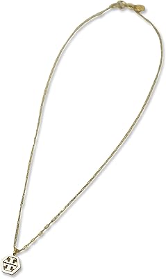 Collier chaîne plaqué or 79126 tory burch pour femme avec petit logo hexagonal