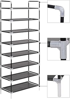 Étagère à chaussures vidaxl avec 8 étagères en métal et tissu non tissé noir. Diaytar : Des prix mini pour un service maxi