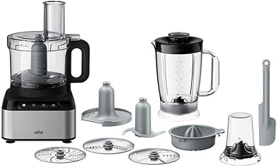 Robot culinaire braun fp 3233, avec presse-agrumes, spatule, outil à pâte et broyeur