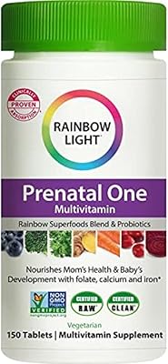 Rainbow light multivitamines prénatales 150 unités acide folique probiotiques fer
