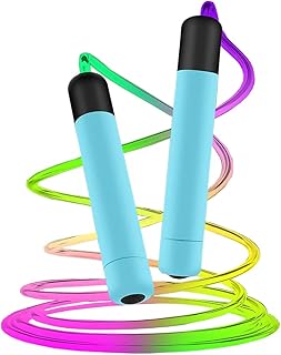 Corde à sauter arc-en-ciel led pour enfants, corde à sauter lumineuse réglable