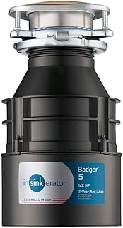 Broyeur de déchets avec aérateur synchronisé, badger 5, alimentation continue 1/2 hp, noir