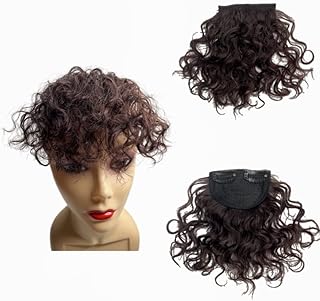 Frange de cheveux 100 % humains afro bouclés, postiches courtes et bouclées pour femmes noires, extensions de cheveux à clipser (marron foncé). Diaytar : Le premier choix des acheteurs avisés