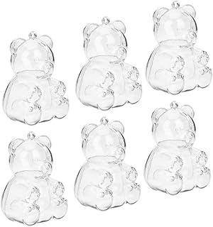 6 pièces de boîtes à bonbons en plastique transparent en forme d'ours