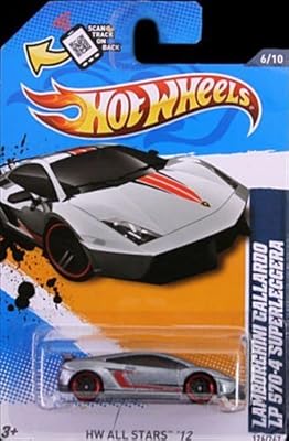 Pneus hot wheels 2012, lamborghini gallardo lp 570-4 superlegra (argent) rayures rouges, hw
