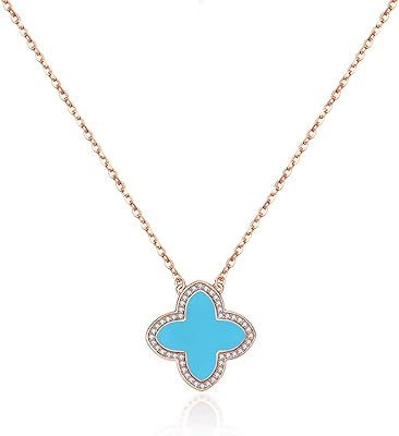 Collier élégant trèfle à quatre feuilles plaqué or 14 carats pour femmes, collier