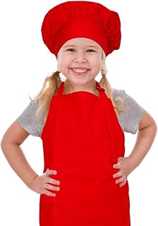 Ensemble tablier et toque de chef thmins pour enfants, tabliers réglables en coton
