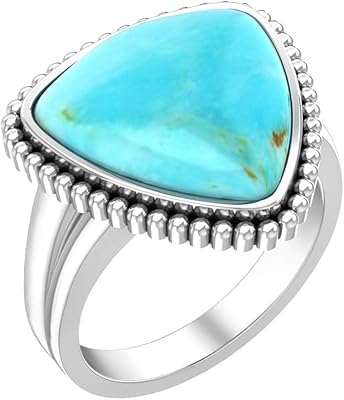 Bague classique trillion en argent sterling 925 avec pierres précieuses style