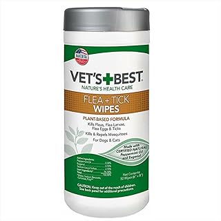 Lingettes anti-puces vets best pour chiens et chats, 50 lingettes