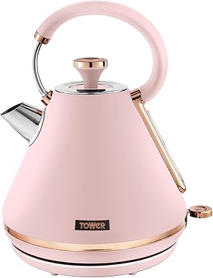 Bouilloire tour pyramidale cavaletto t10044pnk avec ébullition rapide, filtre amovible, 1,7 l, 3000